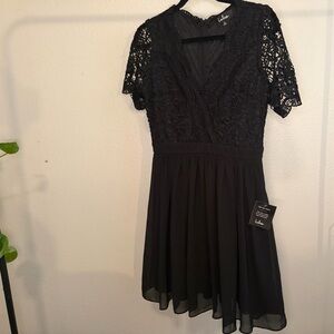 Lulu's Elegant Black Lace Mini Dress